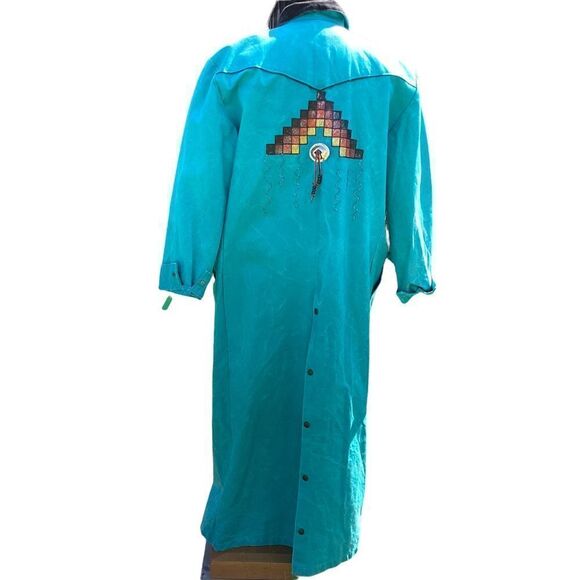 Vintage Saddlesmith Outfitters horseback riding duster long coat large. 0525 - Picture 8 of 10